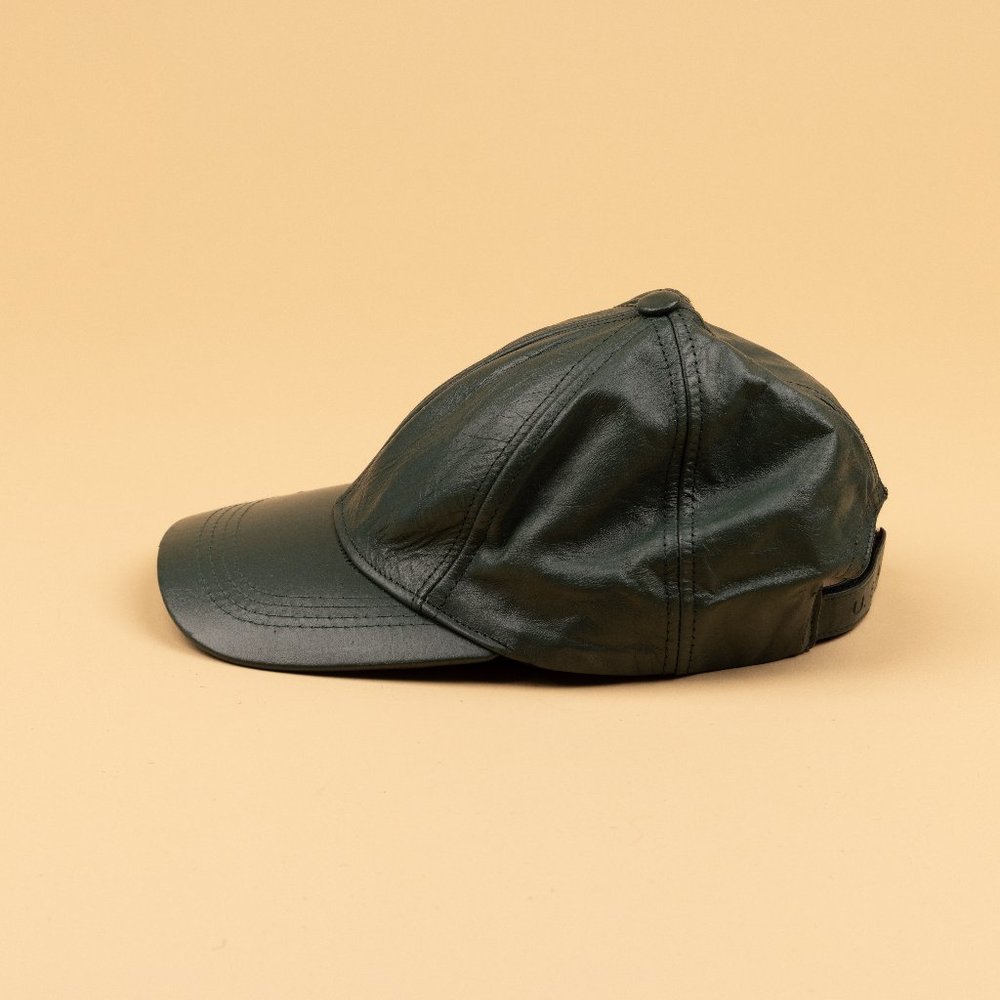 Hunter Green Genuine Leather Hat USA 90s Hip Hop Classic